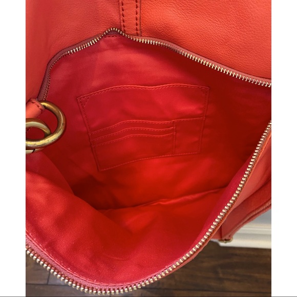 Fossil Erin Foldover Leather Tote in Coral - Picture 8 of 10